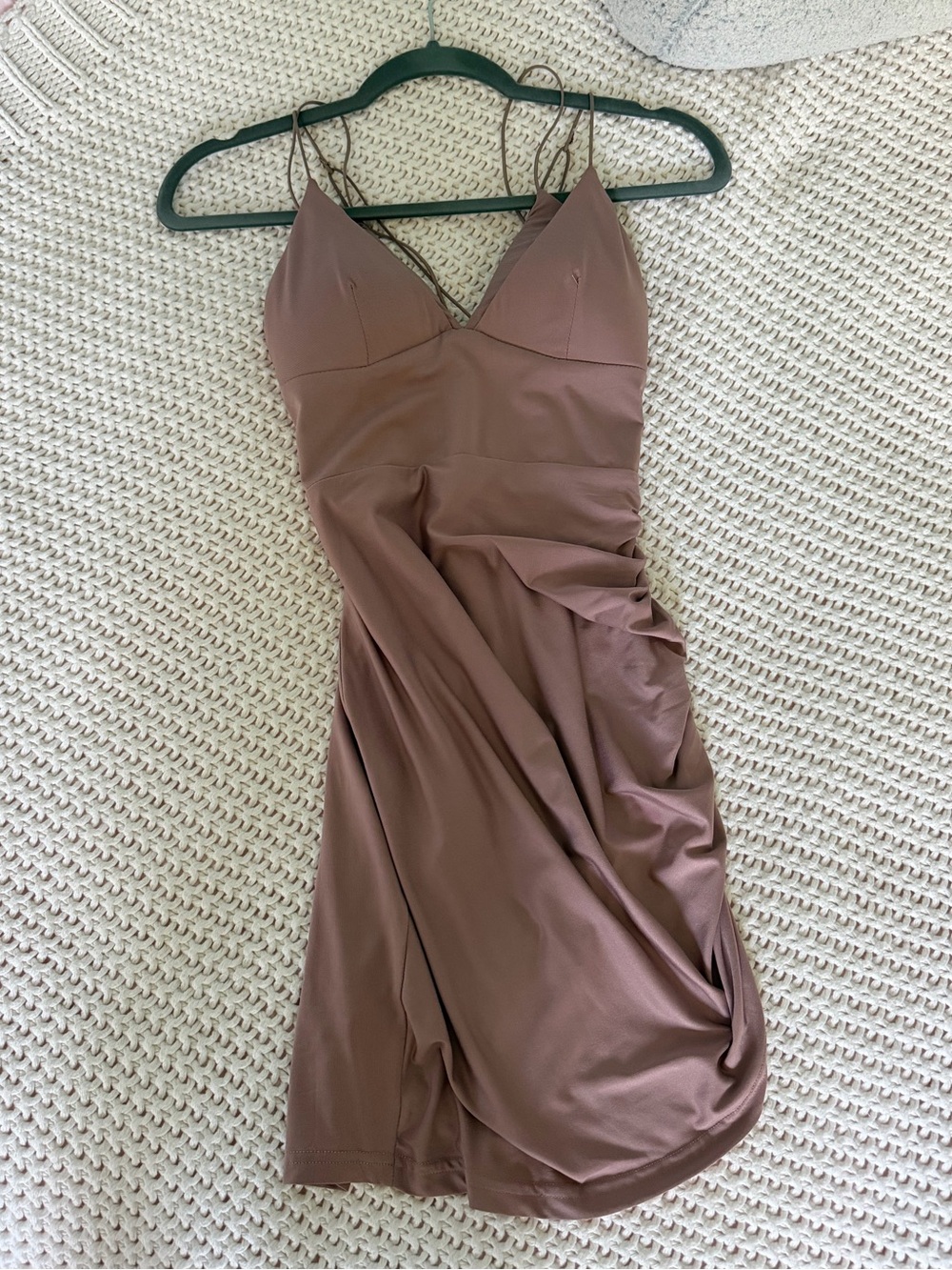 Mauve ruched mini dress bodycon